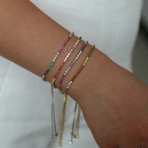 Bracciale Tennis con Zirconi Colorati <span class=keywords><strong>Arcobaleno</strong></span> Placcato Oro e Argento di Alta Qualità per Donna Gioielli alla Moda - Product Image 4