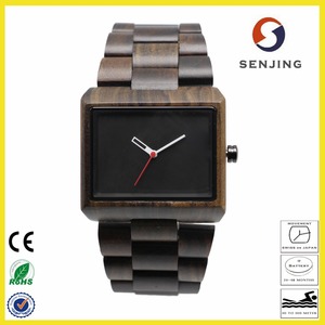 2017 Reloj de madera de lujo impermeable del cuarzo natural de la nueva caja cuadrada de la llegada con insignia de encargo - Product Image 1