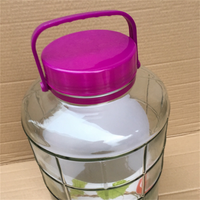 Grand pot à cornichons en verre de 20 L avec couvercle, large ouverture, couvercles en plastique étanches avec bec verseur