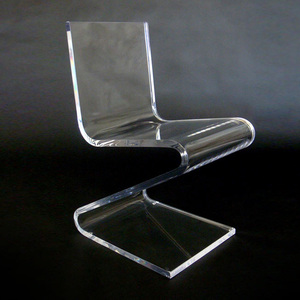 Akrilik bening z-shaped kursi Modern akrilik z-base aksen kursi di jelas Lucite Z kursi dengan sudut bulat