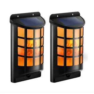 led outdoor wall mounted garden sensor landscape emergency lamps flickering yard solar fence fire dancing flame wall light