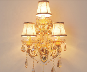 مصباح جداري كريستالي زجاجي ليد فاخر من JYLIGHTING تصميم عصري في المنزل والفندق وغرف النوم وغرفة المعيشة على الطراز الأوروبي مع غطاء قماشي - Product Image 3