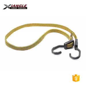 Adjustable 18mm Flat Strap Elastic Luggage Rope For Bike With Heat Treated Plastic Hook Bungee Cord