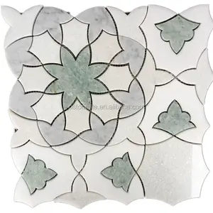Зеленая и белая мраморная Цветочная мозаичная плитка