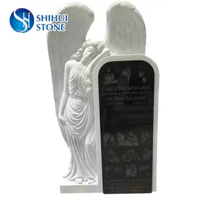 Belo anjo mármore tombstone com foto etchings