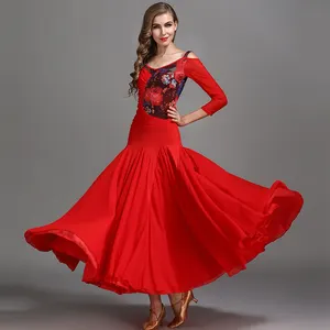 Atacado Professional Moda Feminina Longa Das Meninas Latina Tango Dança de Salão Vestido