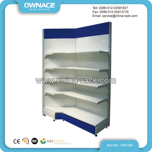 Venta caliente de metal de almacenamiento de mercancías de esquina estantes de pared estante de <span class=keywords><strong>supermercado</strong></span> estante de exhibición góndola - Product Image 5