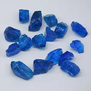 Light Blue glass rocks for decoration , glass mulch, beautiful glass rock for garden