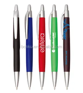 Sheraton style advertising hotel pen name printed plastic ball pen rubber ballpoint pen with logo