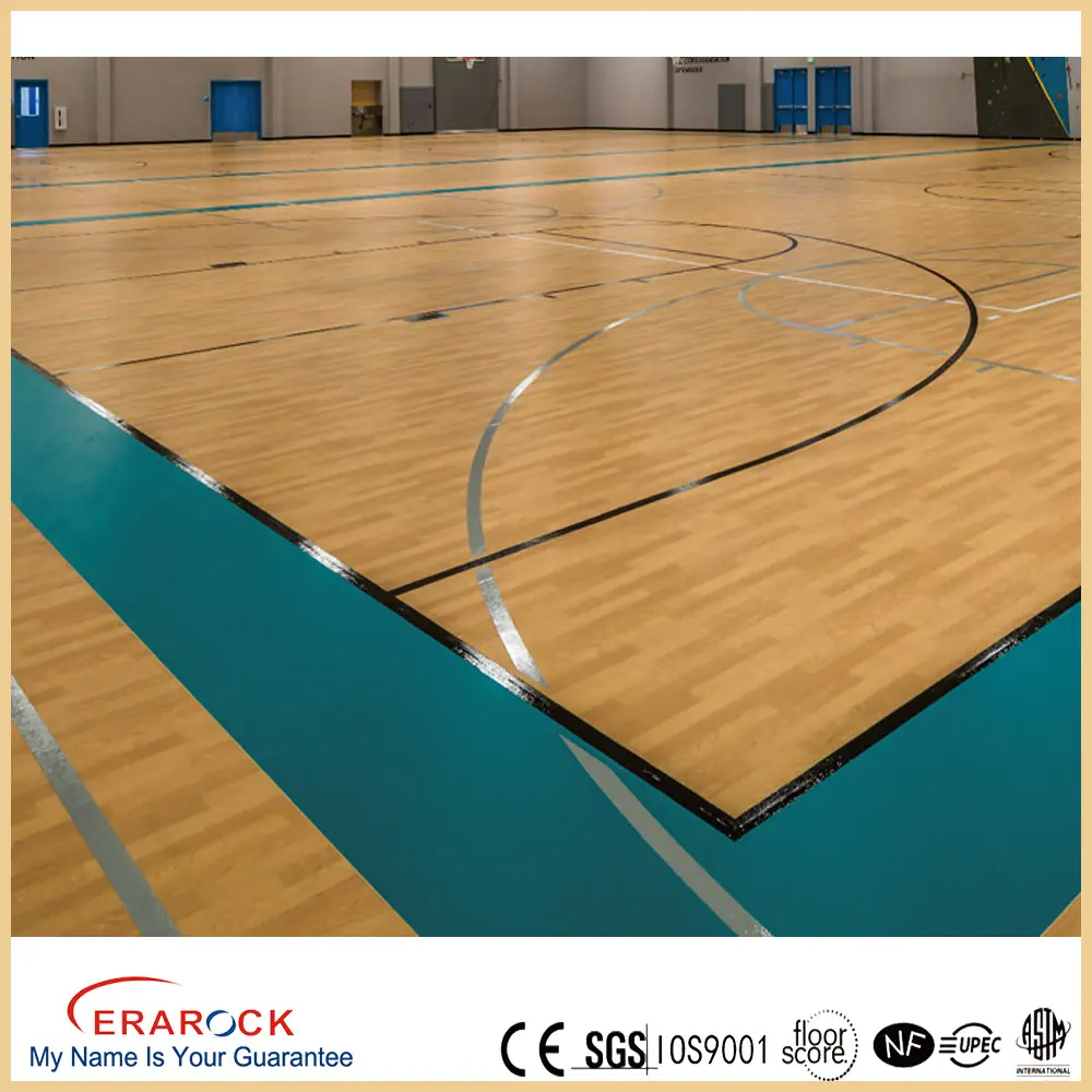 Vinile pavimenti in legno della plancia per basket/badminton corte utilizzato pavimento pvc pu sport flooring