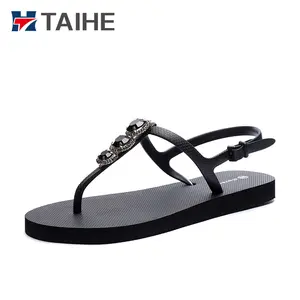 Exquisite Women Flat Diamond Slipper Ladies Sandals For Rubber PVC Print Summer Slippers Synthetic Diamonds Summer Flip Flops