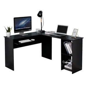 Scrivania da ufficio nera da studio scrivania da gioco per Computer da tavolo per PC ad angolo grande a forma di L per la casa