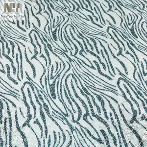 Nanyee 섬유 Black White 열 Transfer Zebra Print 스팽글 장식이 함께한 Fabric