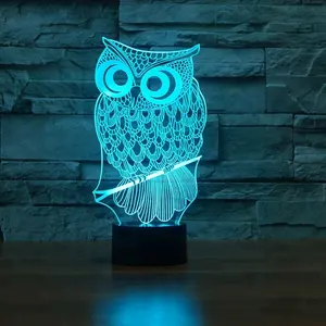 Baykuş desen tasarım led 3d akrilik gece lambası lambası
