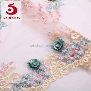 2018 chino bordado tulle tela del cordón del melocotón/tela del cordón de tulle multi <span class=keywords><strong>color</strong></span> bordado Diseño - Product Image 2