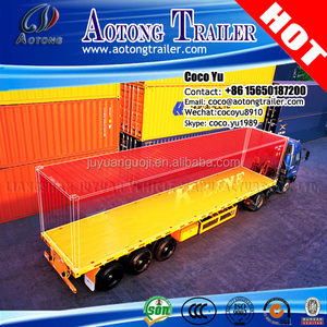 Precio bajo 3 ejes cubierta plana camión portacontenedores remolque para la venta (esqueleto chasis tipo opcional) - Product Image 1