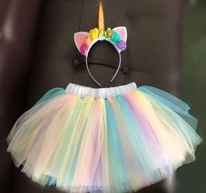 Del bambino del commercio all'ingrosso delle ragazze capretti pannello esterno del tutu arcobaleno <span class=keywords><strong>unicorno</strong></span> nylon pettiskirts <span class=keywords><strong>vestito</strong></span> dal tutu - Product Image 1