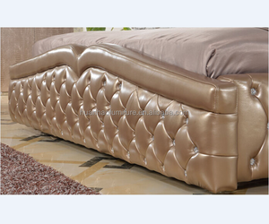Mobiliario moderno juego de dormitorio Queen cuero marco de madera cama - Product Image 4