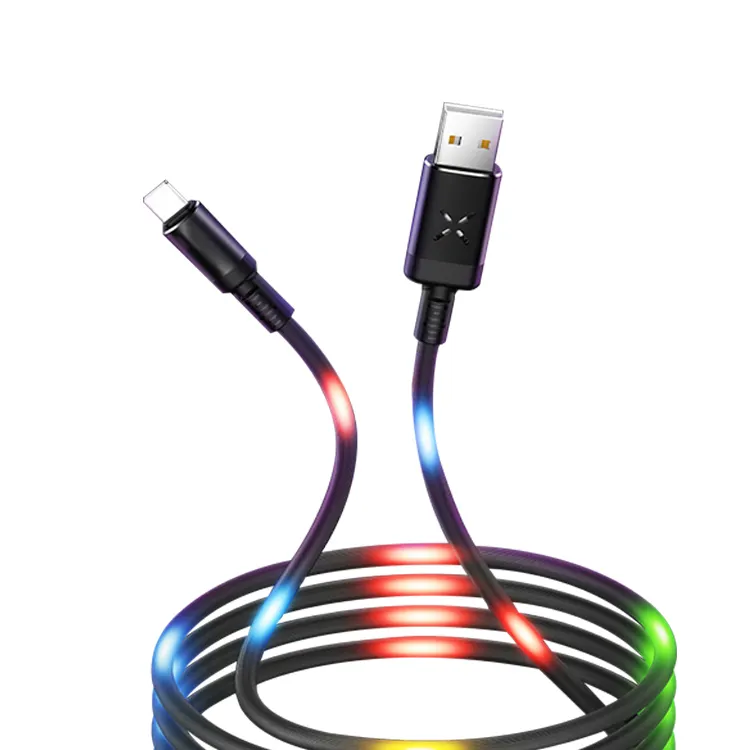 חדש עיצוב גלוי זרימת Led אור מיקרו Usb מטען נתונים טעינת כבל סינכרון