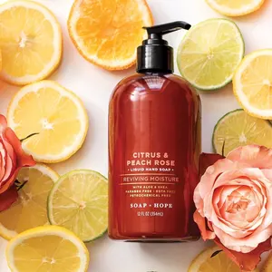 Private Label Hand Wassen Vloeibare Zeep, Citrus & Perzik Rose