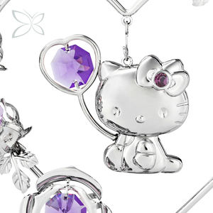 Figura Decorativa de Corazón Amoroso de Hello Kitty, Cromada, con Cristales de Corte Brillante, Estilo Moderno para el Hogar, de Crystocraft - Product Image 2