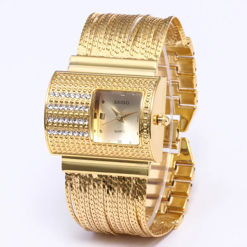 Hot sale famous brand analog quartz wristwatches women gold strap casual watches bracelet ww106