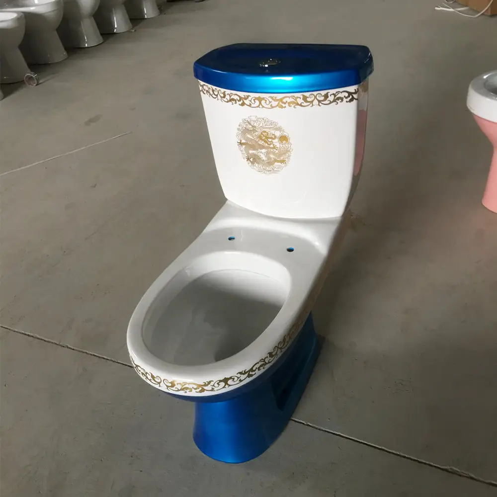 नीले रंग में पश्चिमी washdown दो टुकड़ा शौचालय