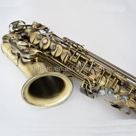 Instrumento musical de sopro profissional alto saxofone com acabamento de superfície antiga