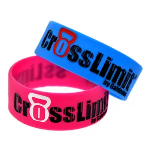 CrossFit Silicone Wristband Custom Logo fitness Sport Bracelet 1 Inch Wide pulseras de silicona