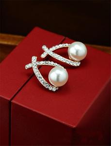 Vente flash : Boucles d'oreilles clous en cristal doré mignonnes, Brincos Perle Pendientes Bou, boucles d'oreilles en <span class=keywords><strong>perles</strong></span> pour femme - Product Image 3