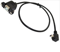 Envío Directo 50cm USB 2,0 B Montaje en panel hembra a Mini Cable de extensión de ángulo descendente macho de 5 pines