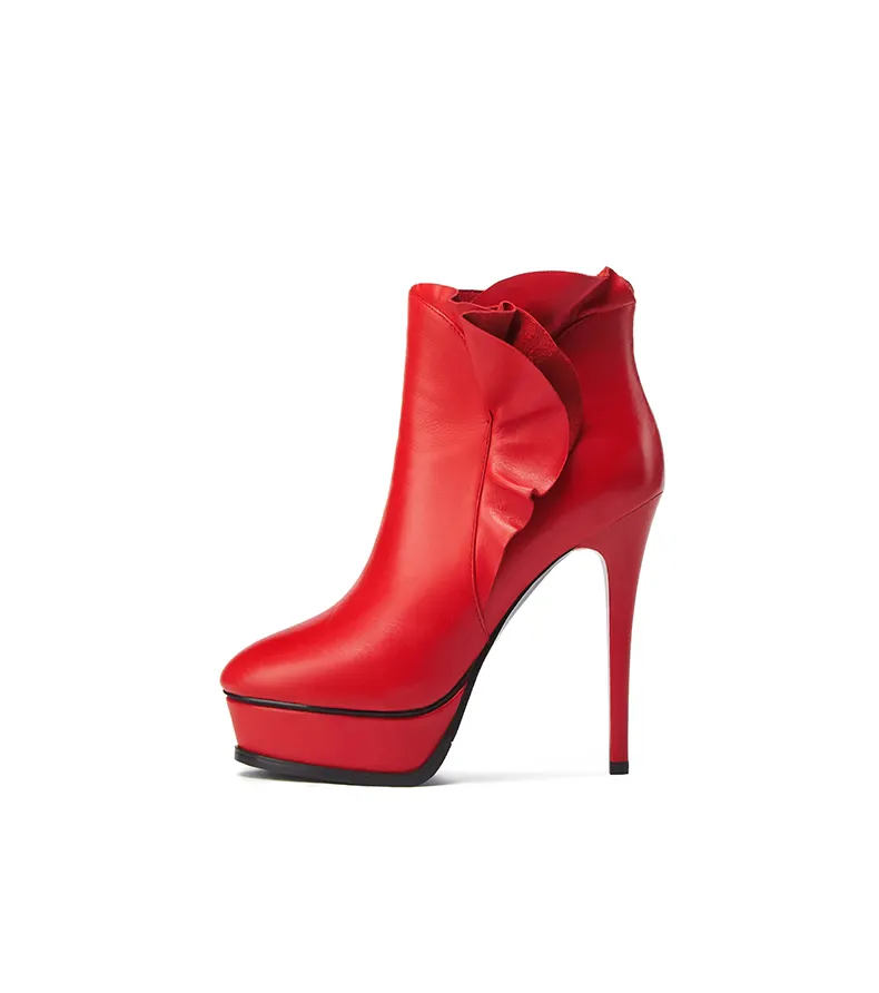 Thời trang red sexy phụ nữ mùa đông nền tảng boot cao gót giày lady bông khởi động