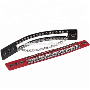 Paku Keling Kulit PU Kancing Jepret, Gelang Kulit PU Kancing Jepret Punk Gothic - Product Image 4