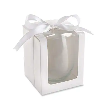 ZL Custom White Paper 15 Unzen Champagner flöte Stemless Weingläser Hochzeits bevorzugung Geschenk box mit Fenster und Band