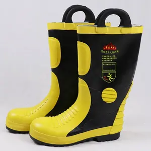 Chaussures de pompier de couleur jaune en caoutchouc résistant au feu EN20345