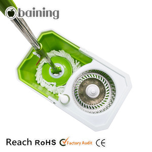 Grande de Acero Inoxidable Cubo Escurridor Cesta Piso Limpieza Fregona Mágica Con Ruedas - Product Image 1