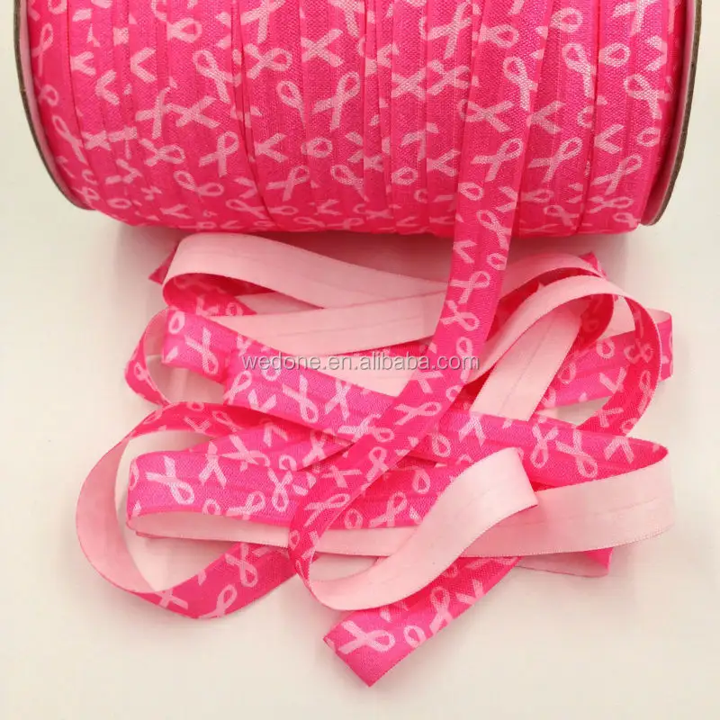 100 metri Breast Cancer Awareness Fold Negli Elastico 5/8 "Pink Ribbon FOE Elastico per Hairband FAI DA TE Accessori Per Capelli