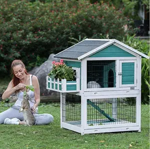 Cage d'extérieur pour lapin avec course, 4 pièces, 31.5 "x 26" x 46"