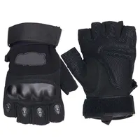 Pri Zwart Synthetisch Leer Tactische Politie Militaire Tactische Vingerloze Leger Handschoenen