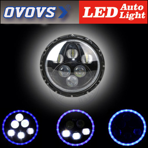 OVOVS Alta-baja <span class=keywords><strong>luz</strong></span> <span class=keywords><strong>de</strong></span> la cabeza 7 pulgadas 60 W drl <span class=keywords><strong>angel</strong></span> eyes faros <span class=keywords><strong>de</strong></span> halo anillo 4D - Product Image 1