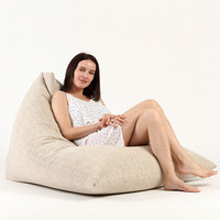 Fauteuil pouf moderne en velours inclinable et rafraîchissant pour salon, canapé de sol sans pieds au design triangulaire