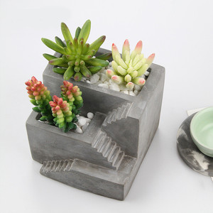 Moule à pot de fleurs en béton en forme d'échelle en ciment, pot de fleurs en béton de personnalité avec moule d'escalier, décorations de bureau - Product Image 5