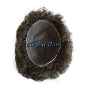 Elegante Postizo de Cabello Humano Natural Indio para Hombre, con Base de Encaje Suizo Superfino de 10 mm, Estilo Afro Ondulado y Rizado - Product Image 2