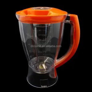 Docoam搅拌机零件: GA-SP-Y44L橙色塑料搅拌机罐，带盖和刀片PS高脚杯，带刀片