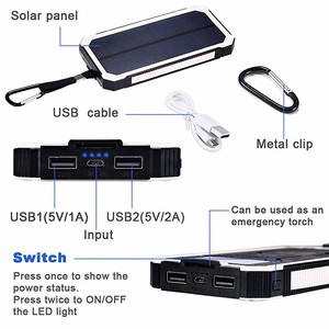 Montañismo al aire libre <span class=keywords><strong>precio</strong></span> barato <span class=keywords><strong>mejor</strong></span> <span class=keywords><strong>calidad</strong></span> universal Cargador Solar banco de energía con luz para el teléfono móvil - Product Image 3