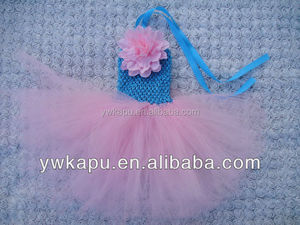 Baby crochet top tutu dress baby tutu dress with flowers fashion baby tutu inspired tutu dresses - Product Image 3