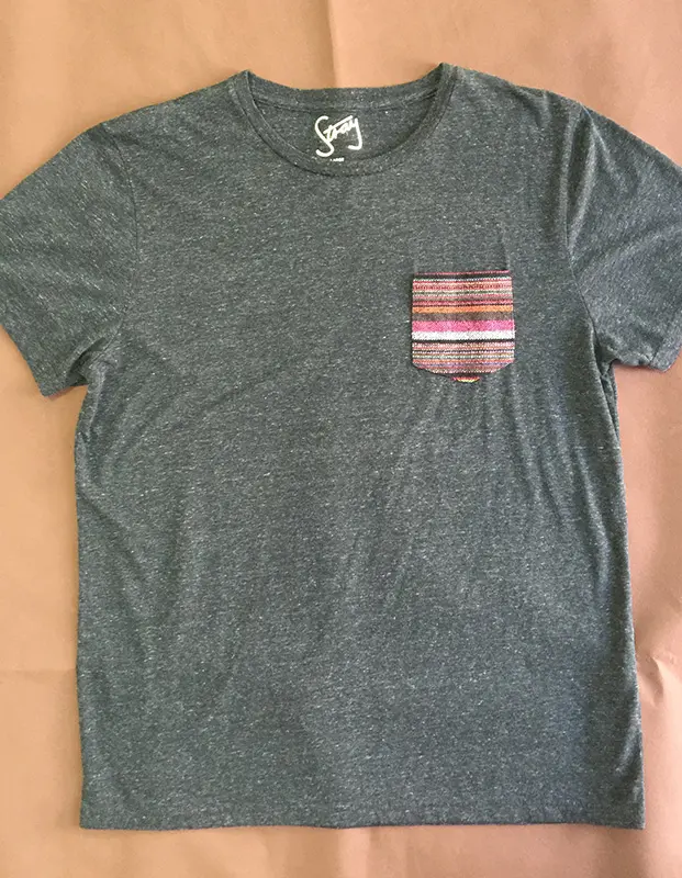 T-shirt à poche personnalisée pour hommes, en coton, avec poche contrastée, de marque,