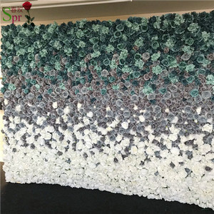 SPR Miễn Phí Vận Chuyển 24 Cái/bộ Màu Trắng Xanh Ombre Wedding Dịp Nhân Tạo Rose Flower Tường Backdrop Nhà Máy Bán Hàng - Product Image 2