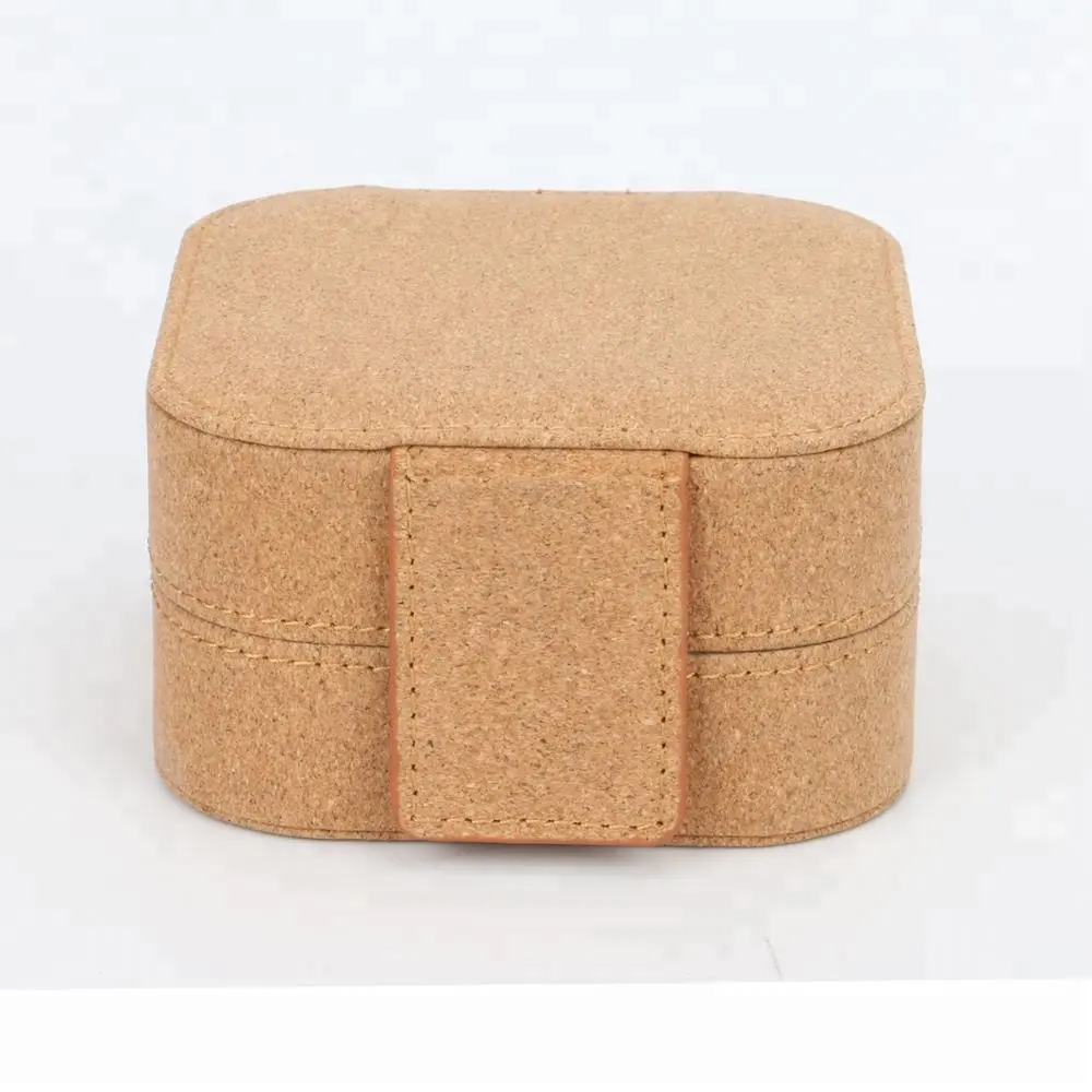 China supplier portugal cork gift box eco-friendly natural cork jewelry box custom waterproof cork jewelry case with mirror