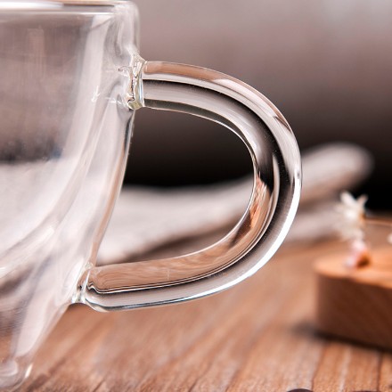 Heat resistance clear borosilicate double wall glass coffee cup